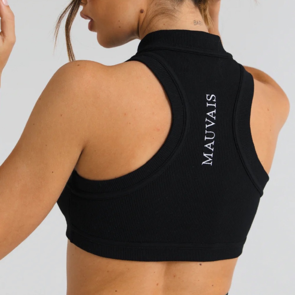 🆕 MAUVAIS Kaia Ribbed Racer Crop Top - Picture 2 of 14